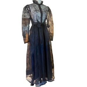 ITEM # A282  N By Nancy  Gothic Elegance  Evening Chic  Black  Sheer Dress NWT M